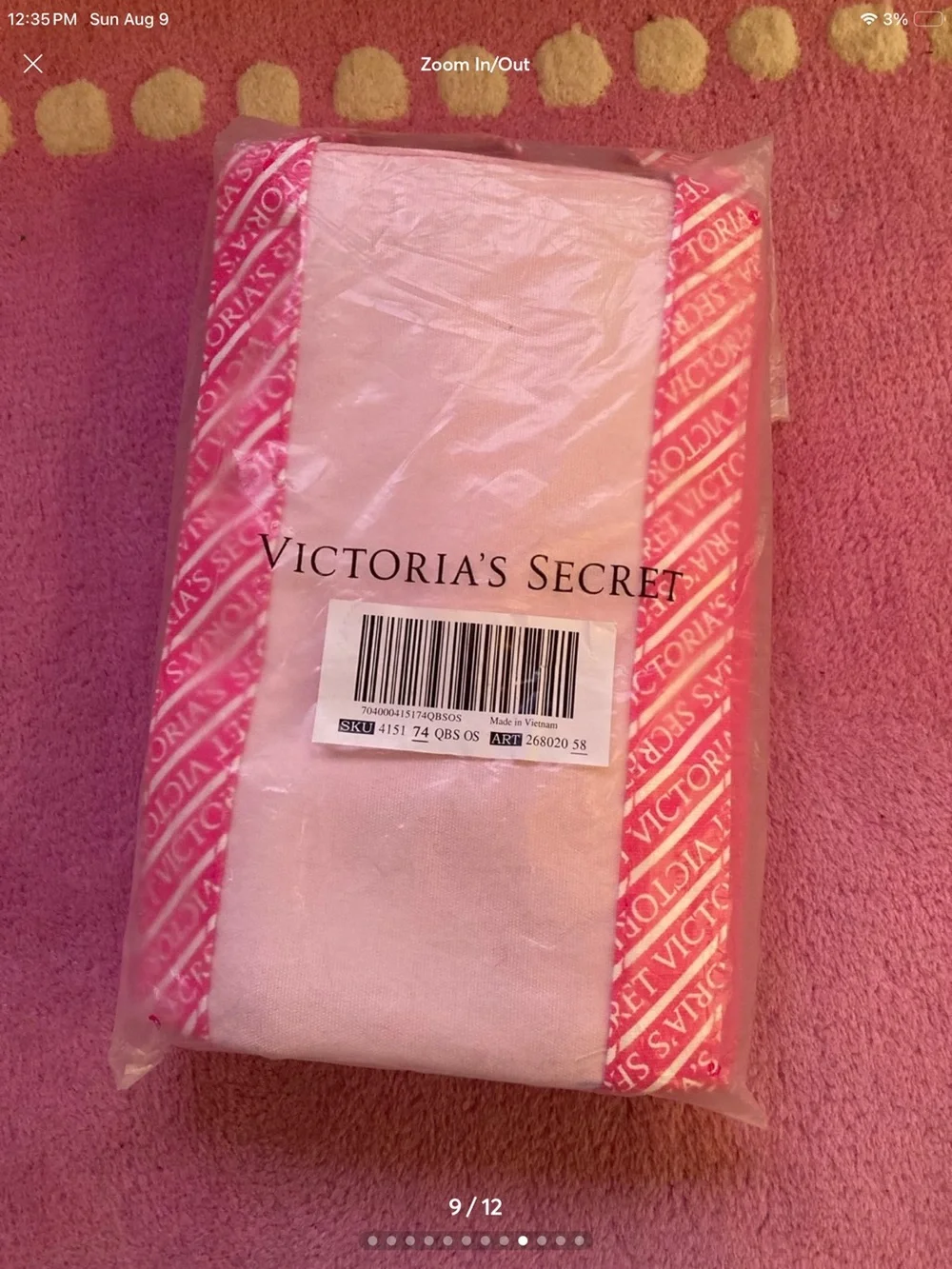 NEW Victoria's Secret Tote Color Block Tote Bag Pink with Logo Straps